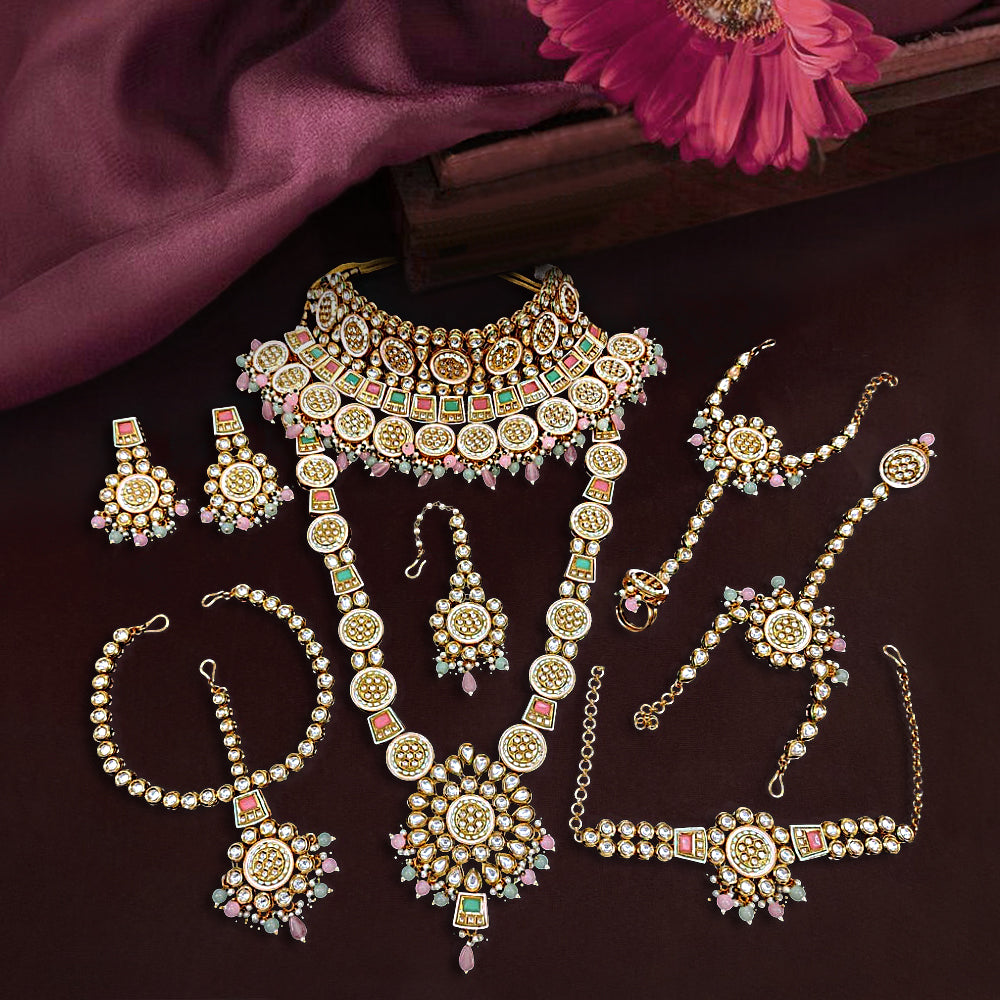 Royal Kundan Pearl Bridal Jewellery Set Mannat Glintara