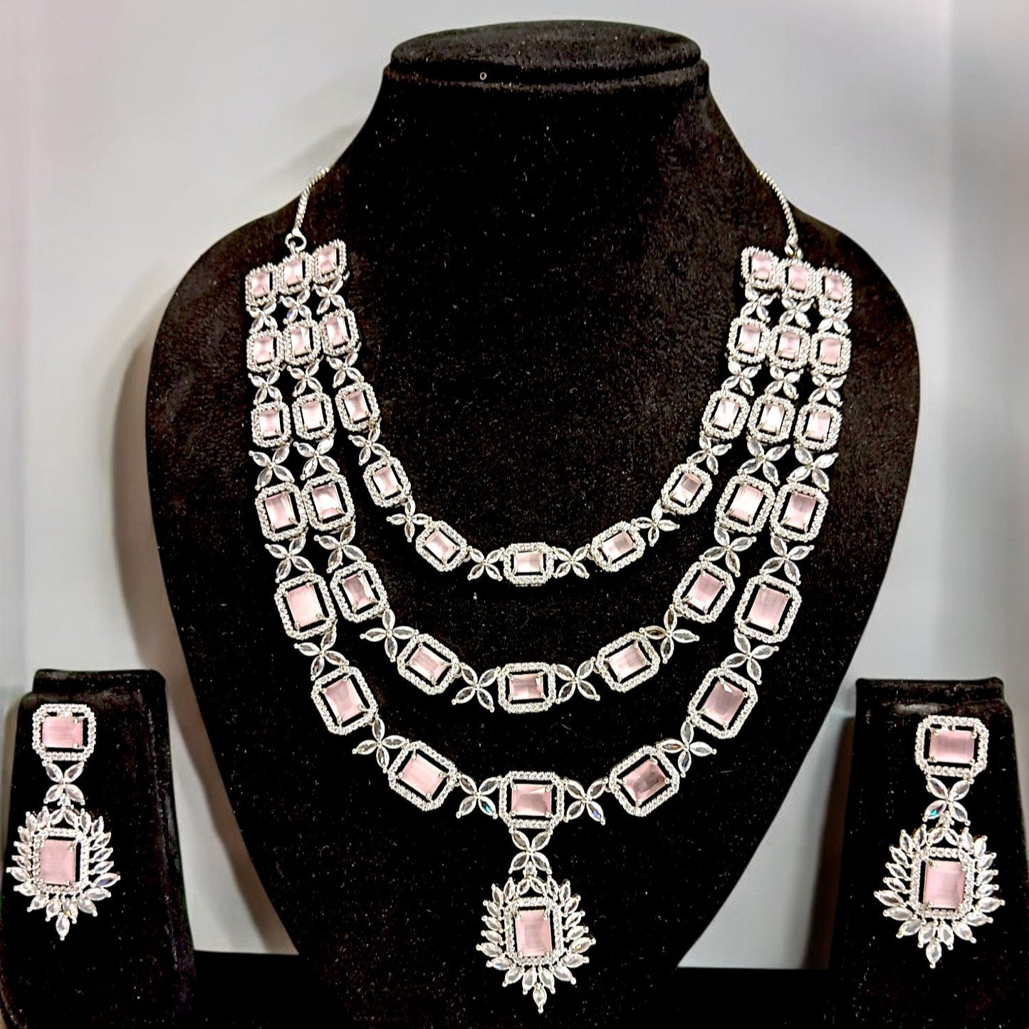 MG Misty Rose AD CZ Designer Necklace Set