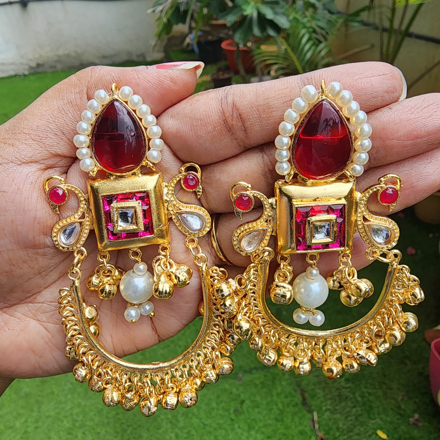 Peacock Chandbaali Sheher Brass Earrings