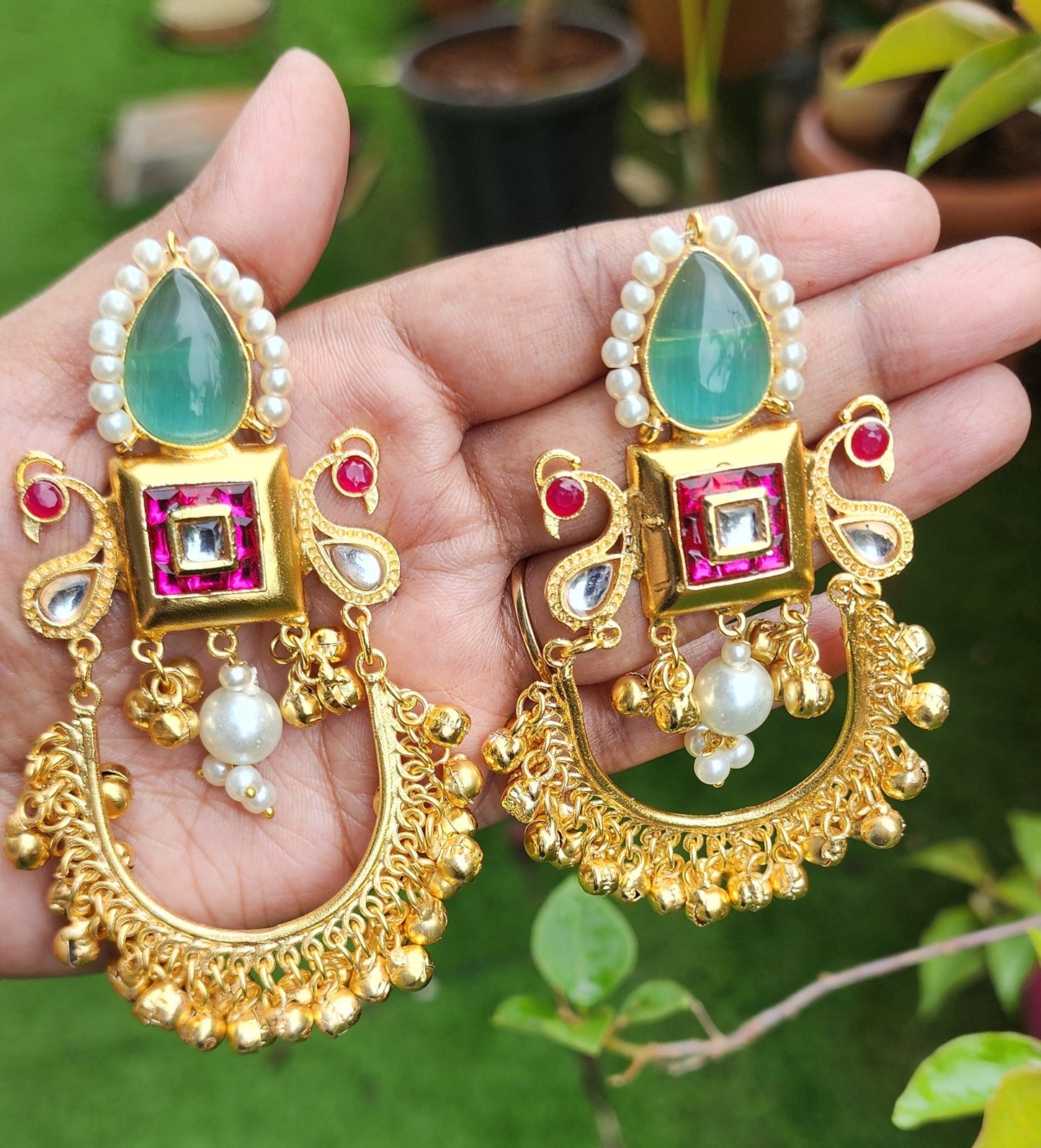 Kashya Chandbaali Brass Earrings