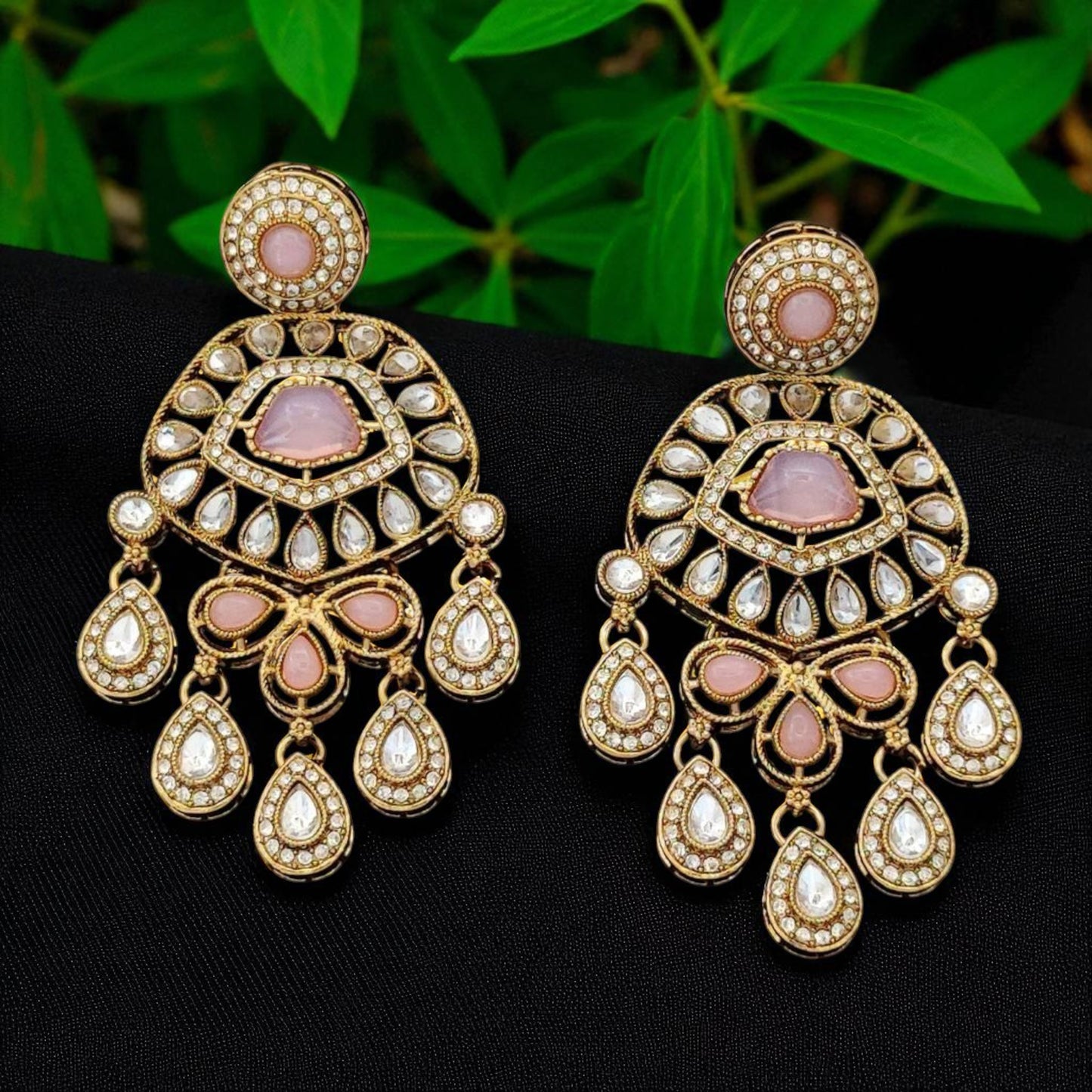 Pink Glow Kundan Earrings