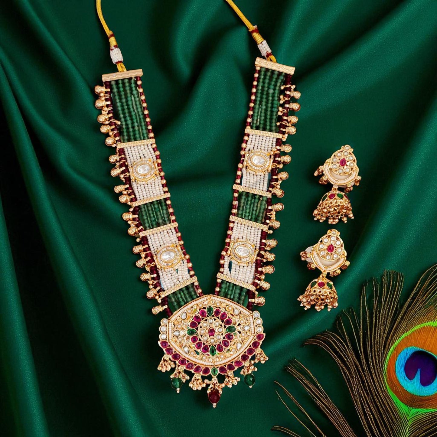 Rajwadi Heritage Meenakari Kundan Long Necklace
