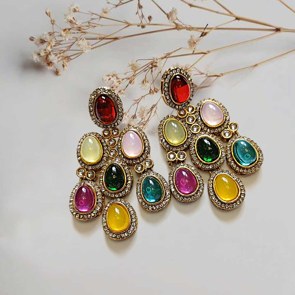 Multicolored Kundan Statement Earrings