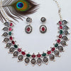 Oxidized Layered Multi colour Choker Necklace Set