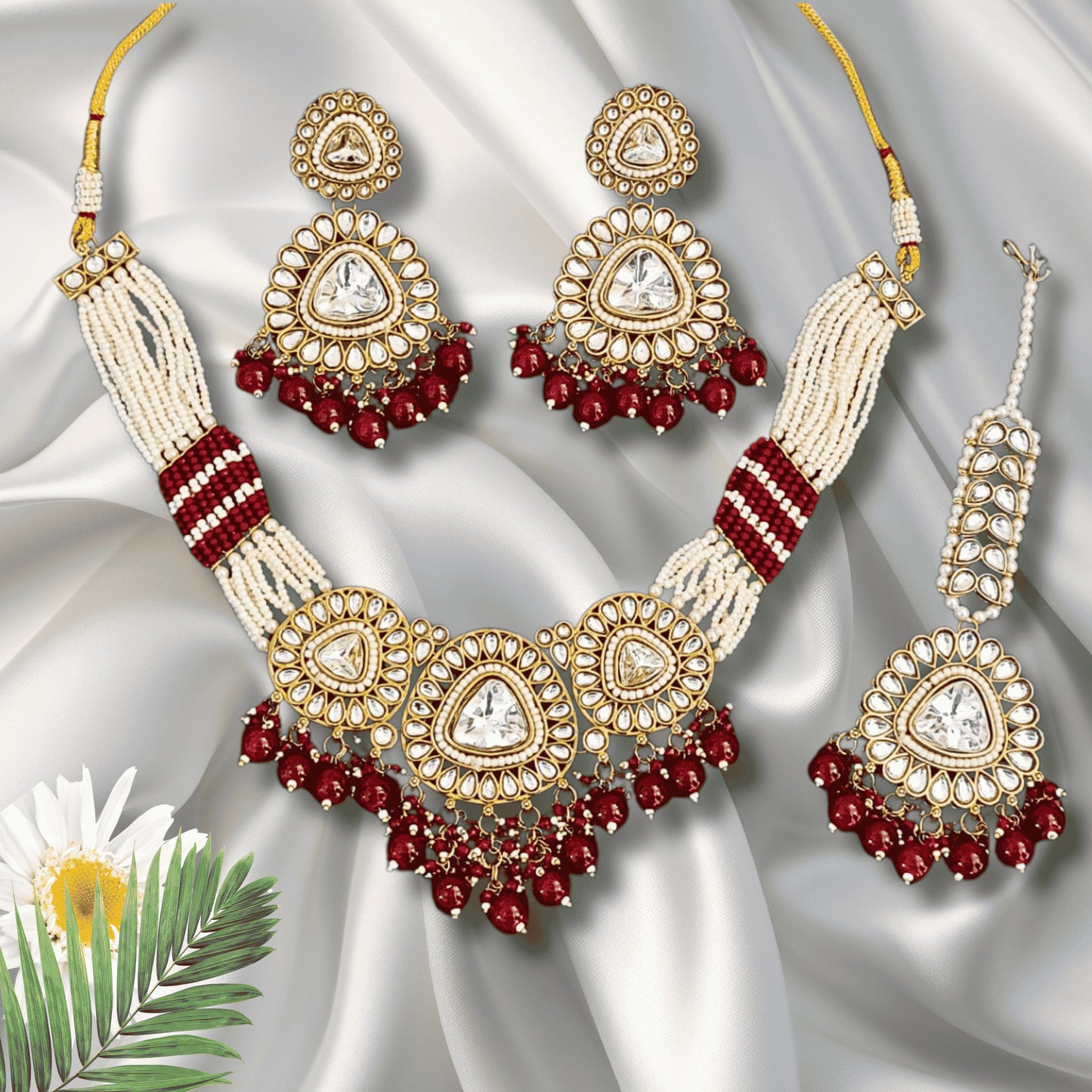 Velvet Ruby Kundan Pearl Chokar Set