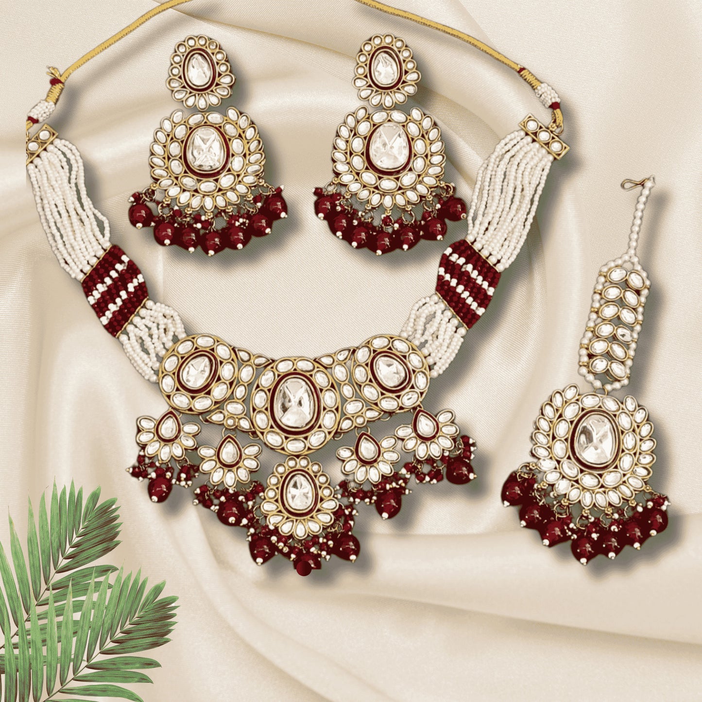 Royal Ruby Kundan Pearl Necklace Set