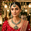 Victorian Emerald Royale Kundan Jewellery Set