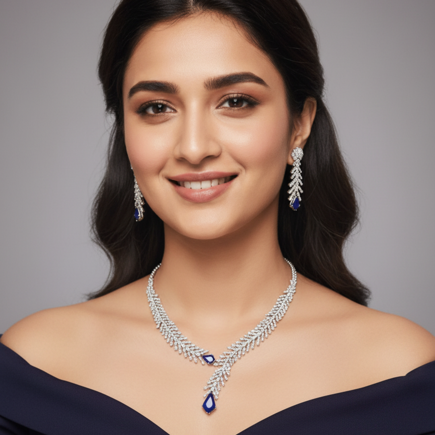 MG Feather Bloom CZ Necklace Set
