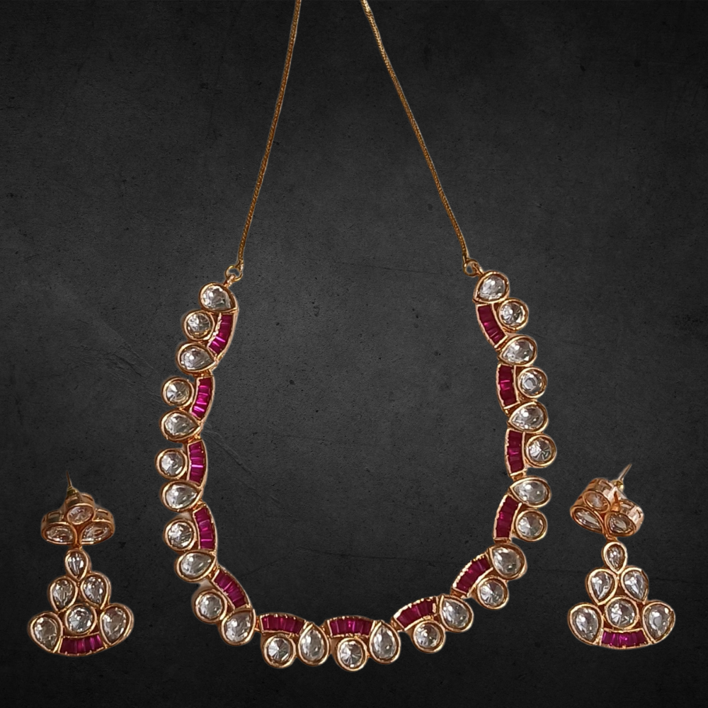 MG Ruby Kundan Short Necklace Set