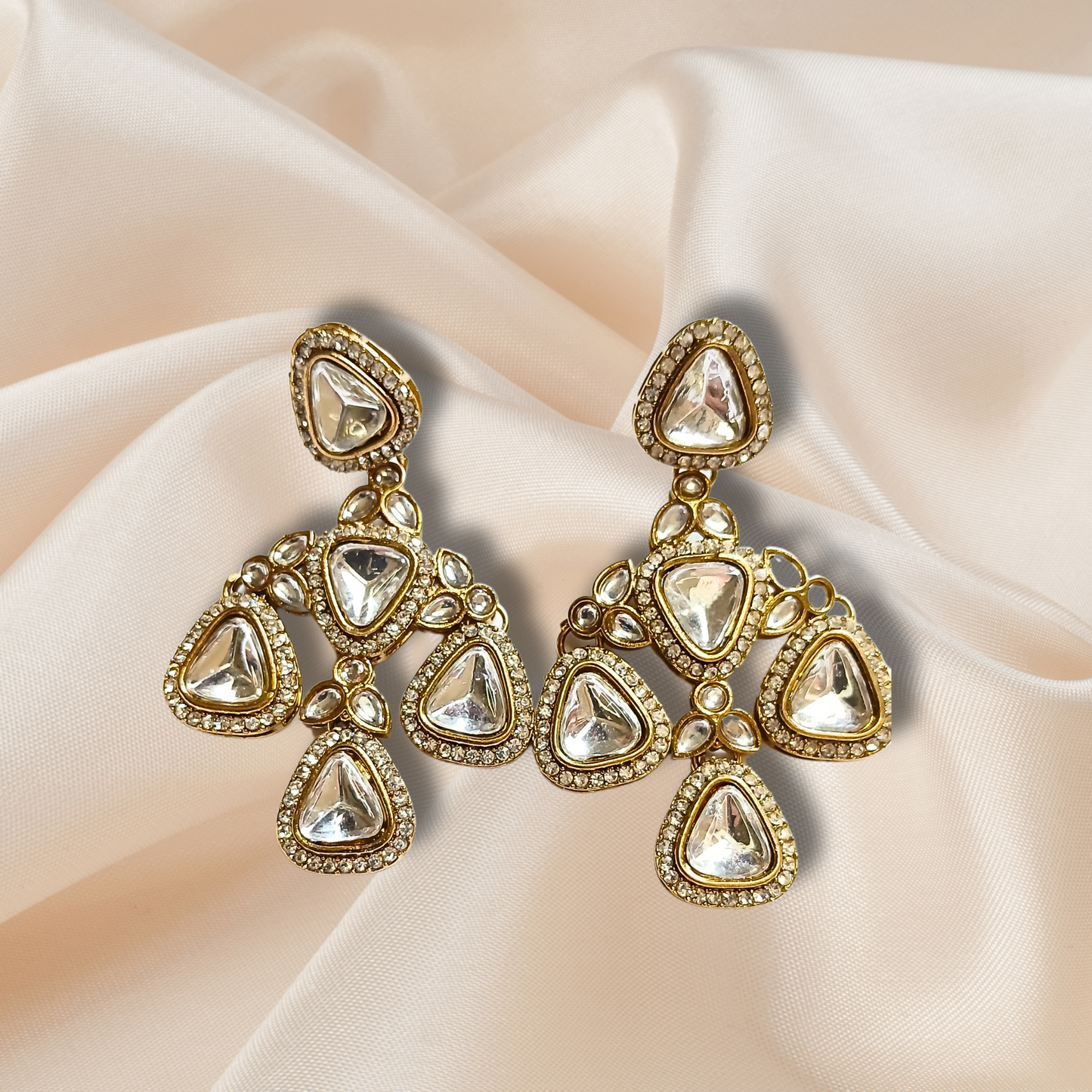 Timeless White Kundan Dangler Earrings