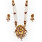 Elegant Laxmi Pendant Pearl Temple Necklace Set