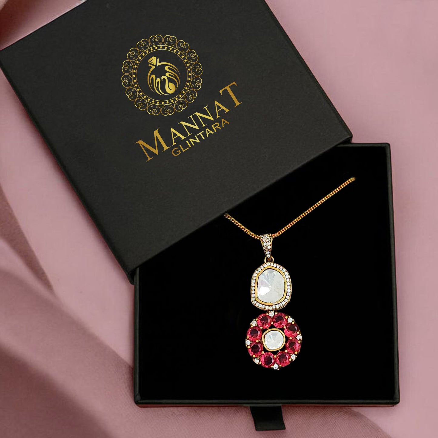 Crimson Kundan Pendant Set