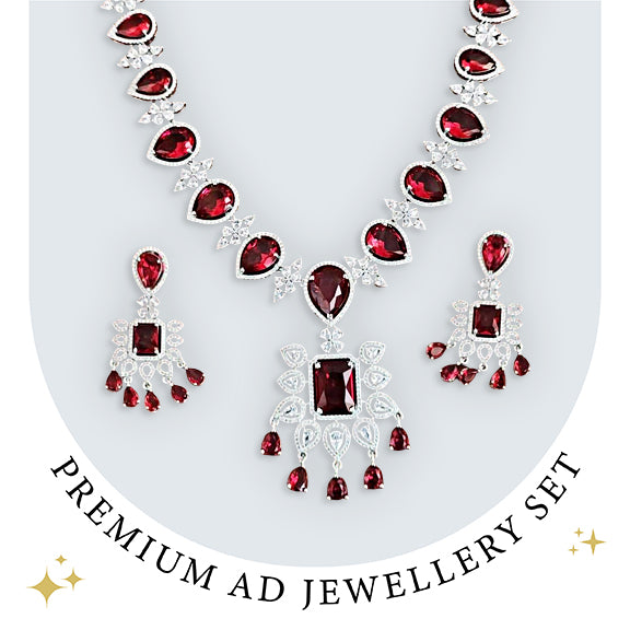 Frosted Ruby AD Necklace Set