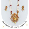 Elegant Laxmi Pendant Pearl Temple Necklace Set