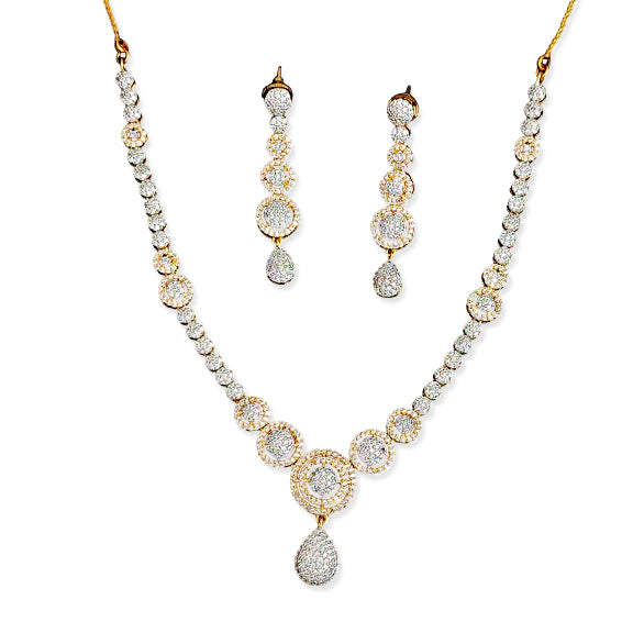 Golden Glimmer AD Short Necklace Set