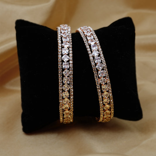 Gleaming Empress Rose Gold American Diamond Bangles