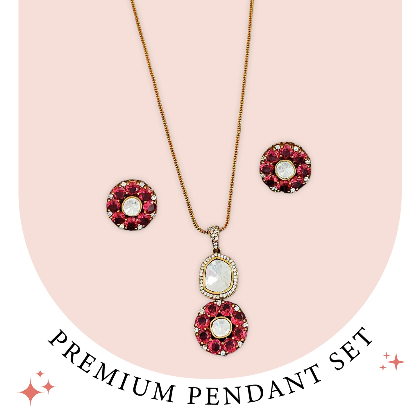 Crimson Kundan Pendant Set