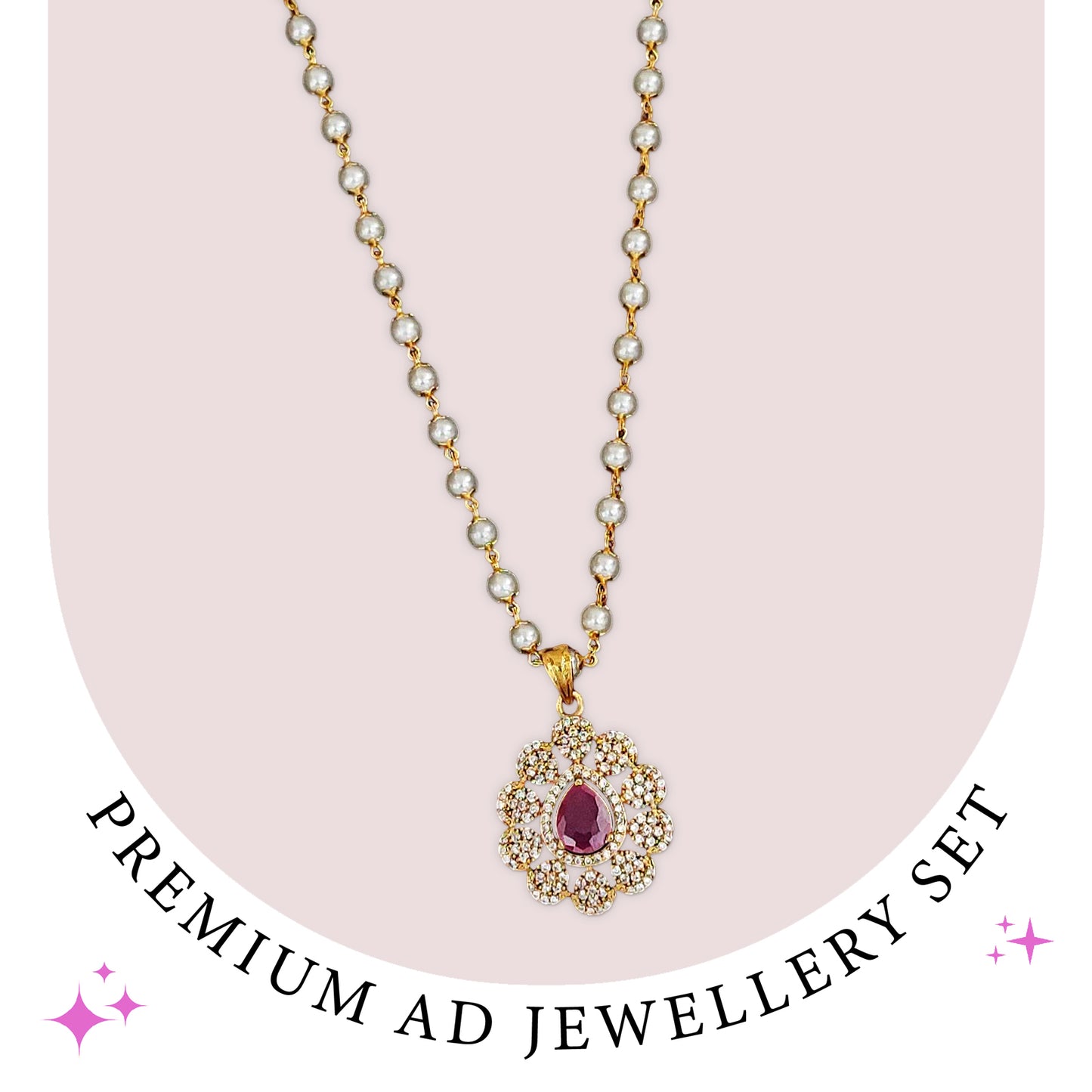 Pearl Ruby Blossom Pendant Set