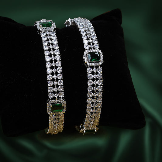 Emerald Essence Premium AD Stone Bangles