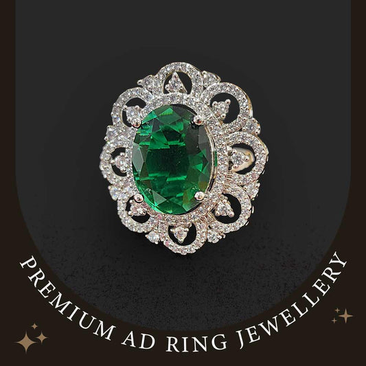 Gem Glow Green Emerald CZ Designer Ring