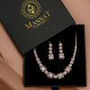 Dazzling Opulance Rose Gold CZ Designer Necklace Set