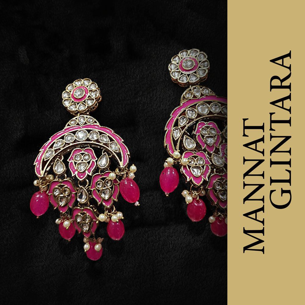 Kundan Lotus Dangler Earrings