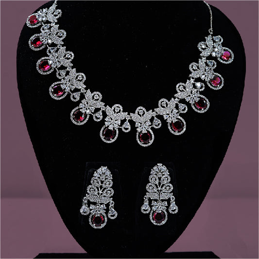 Charming Ruby Bliss Choker Necklace Set