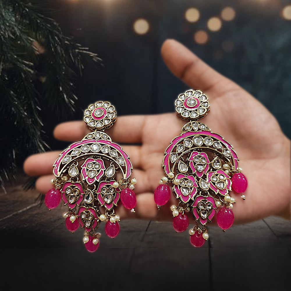 Kundan Lotus Dangler Earrings