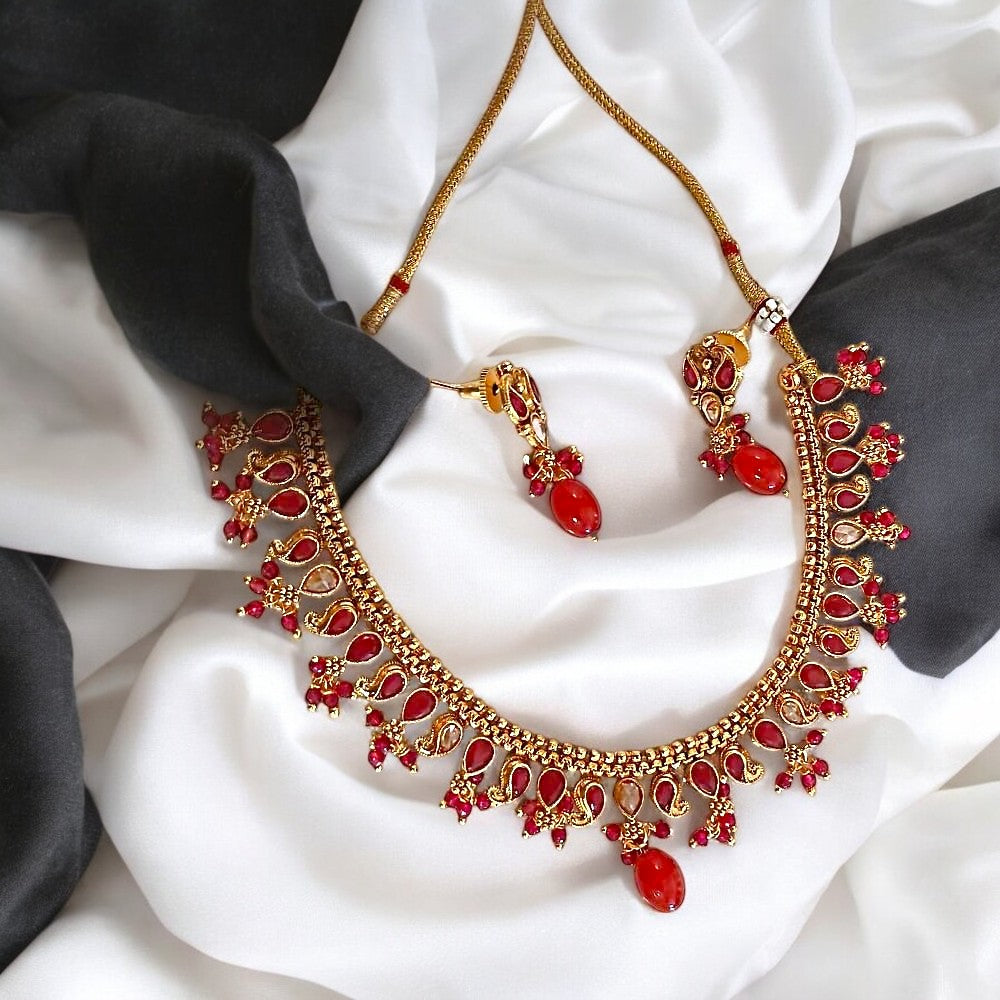 MG Ruby Drop Necklace Set