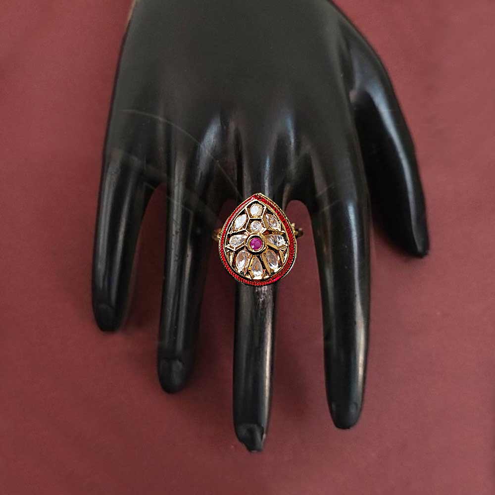 Kundan Stones Fancy Design Party Wear Kundan Finger Ring