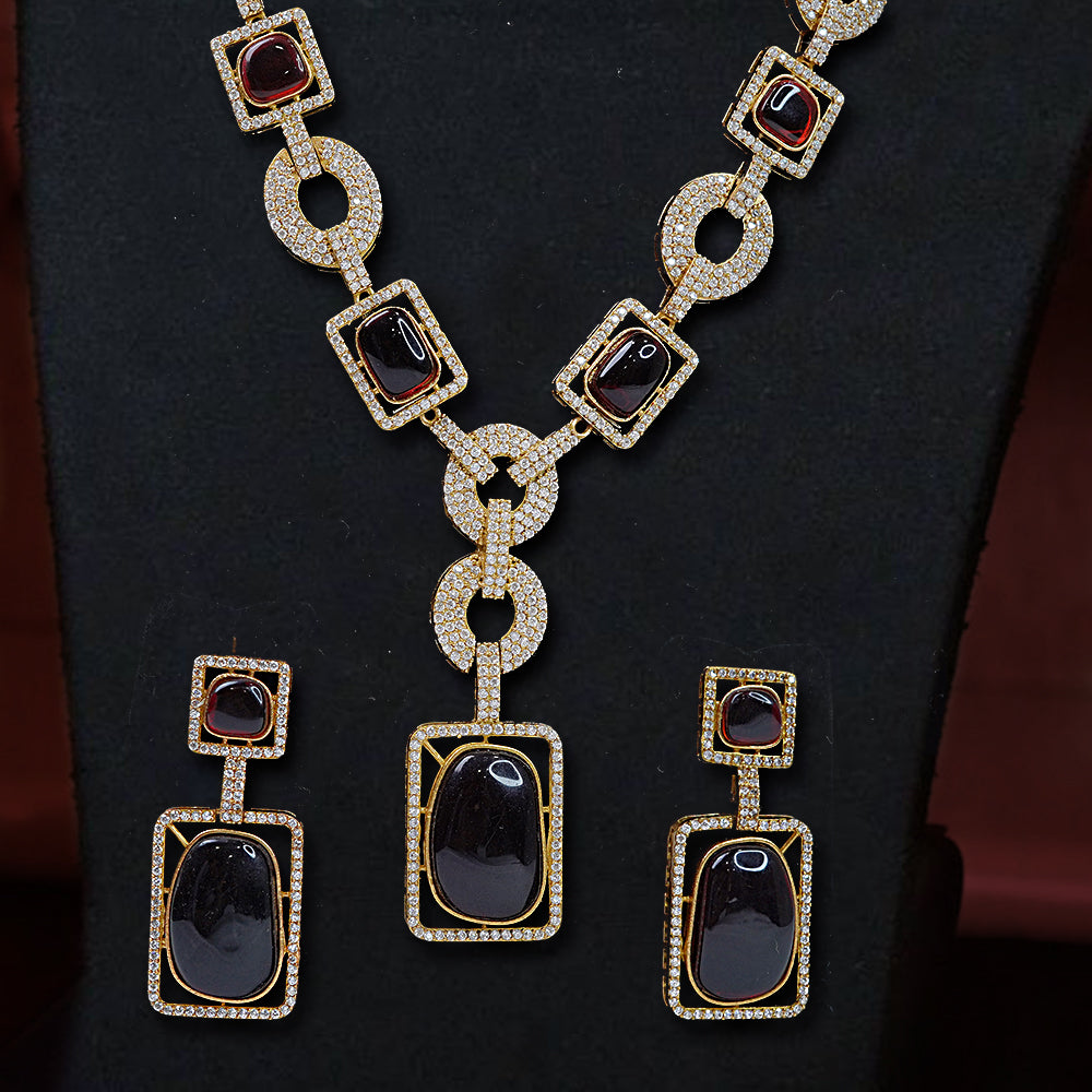 Royal Maroon Elegance Necklace Set