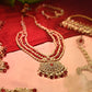 Mesmerizing Red Pearls and Jadau Bridal Necklace set with Choker and Mattapati