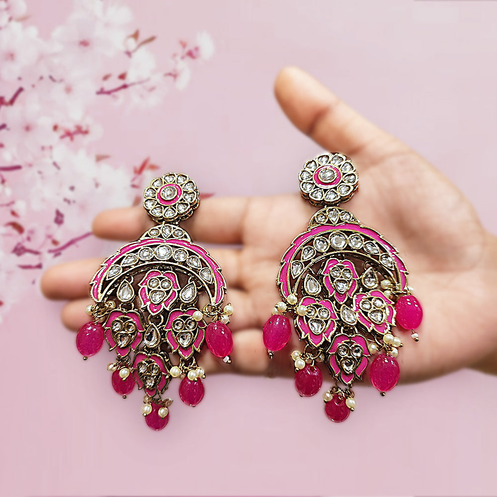 Kundan Lotus Dangler Earrings