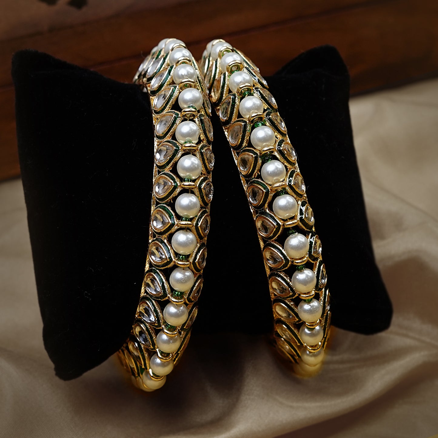 Premium Traditional Polki Pearl Splendor Bangles