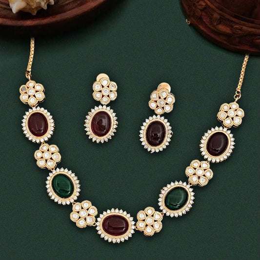 Ruby Green Multi Color Kundan Necklace Set