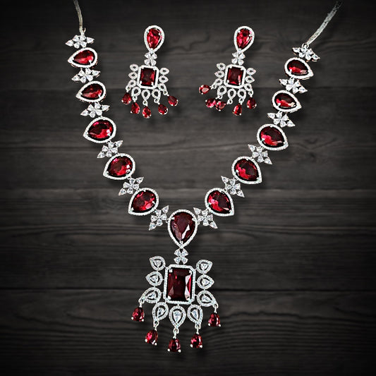 Frosted Ruby AD Necklace Set