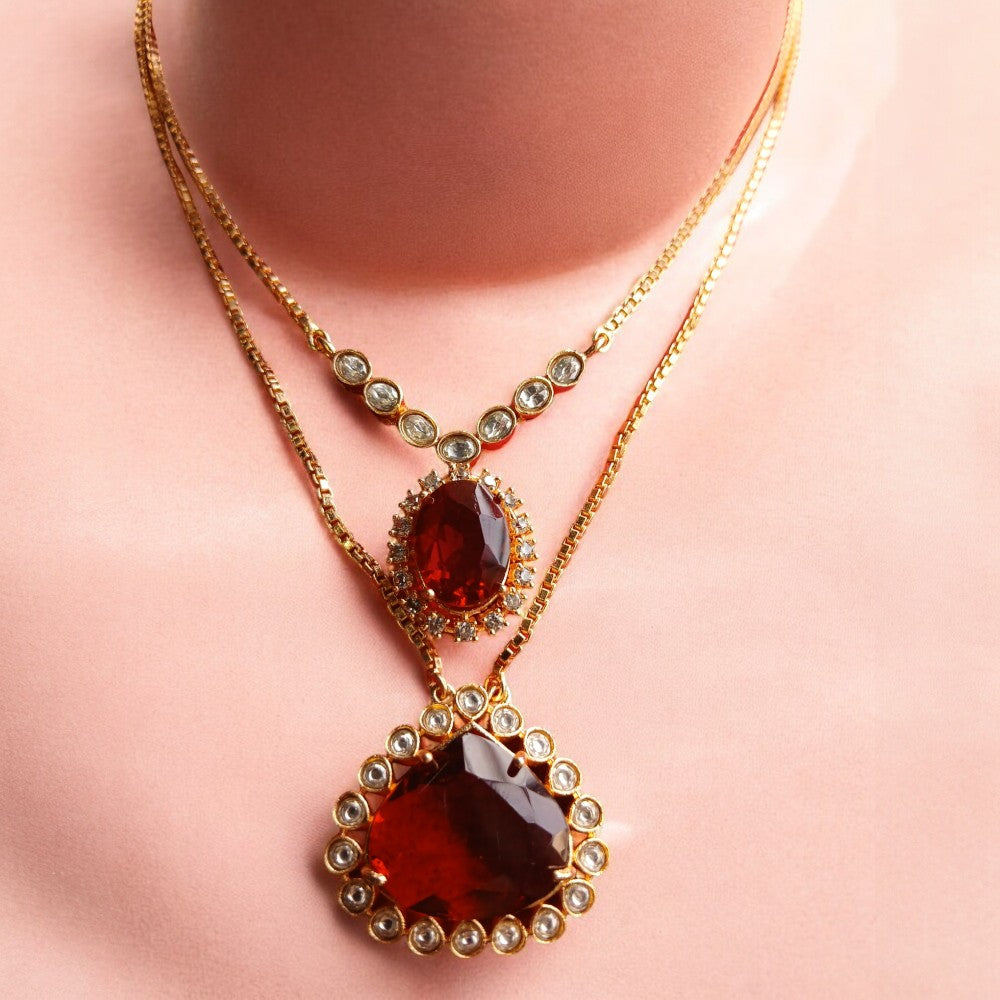 MG Fancy Ruby Layer Pendant  Set