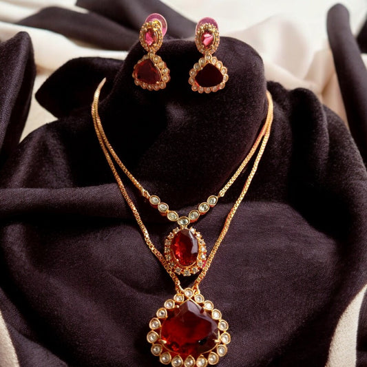 MG Fancy Ruby Layer Pendant  Set