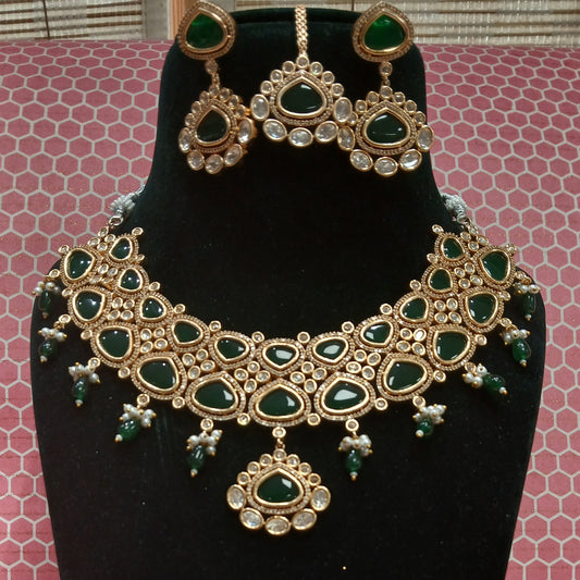 MG Emerald Semi Bridal Necklace Set