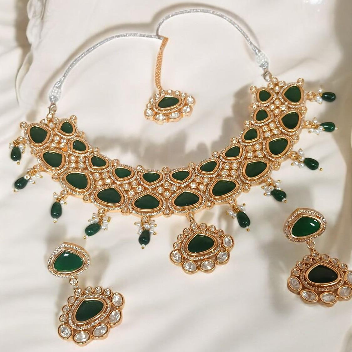 MG Emerald Semi Bridal Necklace Set