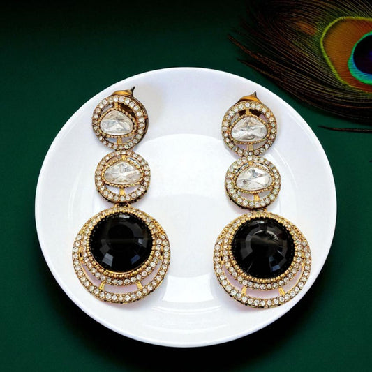 Midnight Glamour AD/kundan Drop Earrings