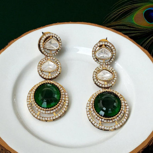 Emerald Grace Kundan/AD Party Earrings