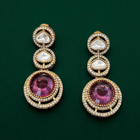 Royal Maroon Luxe AD Earrings