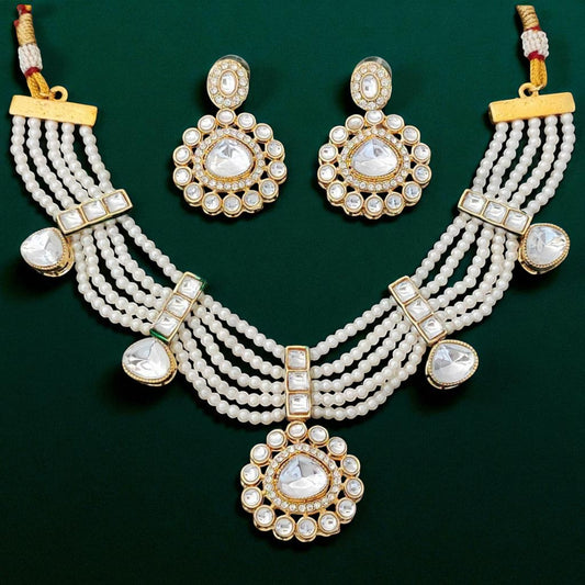 Layered Pearl Kundan Necklace Set