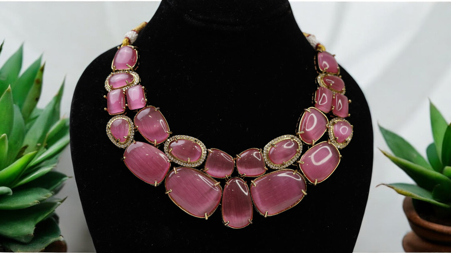 Pink Blossom Necklace Set