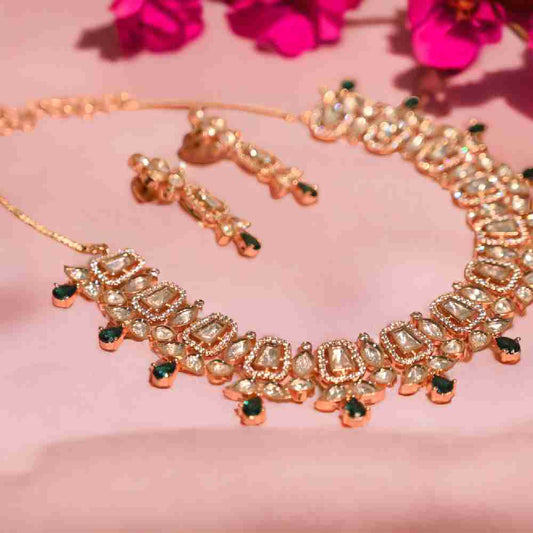 Crystal Brilliance Antique kundan necklace set