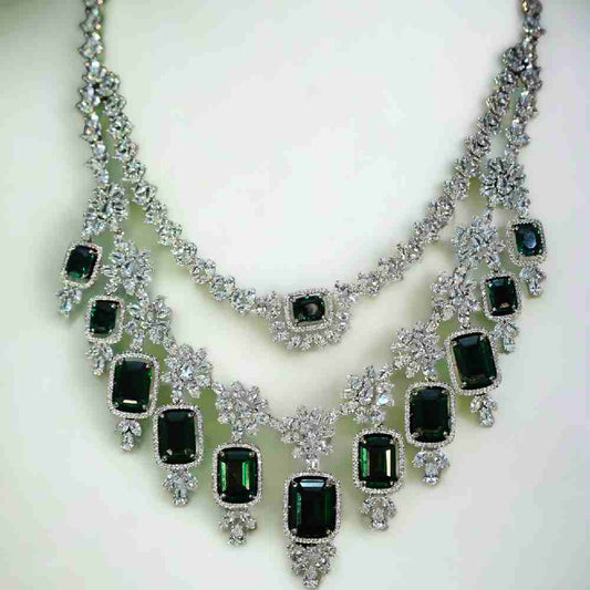 Dazzling Emerald CZ Two layered Designer Set