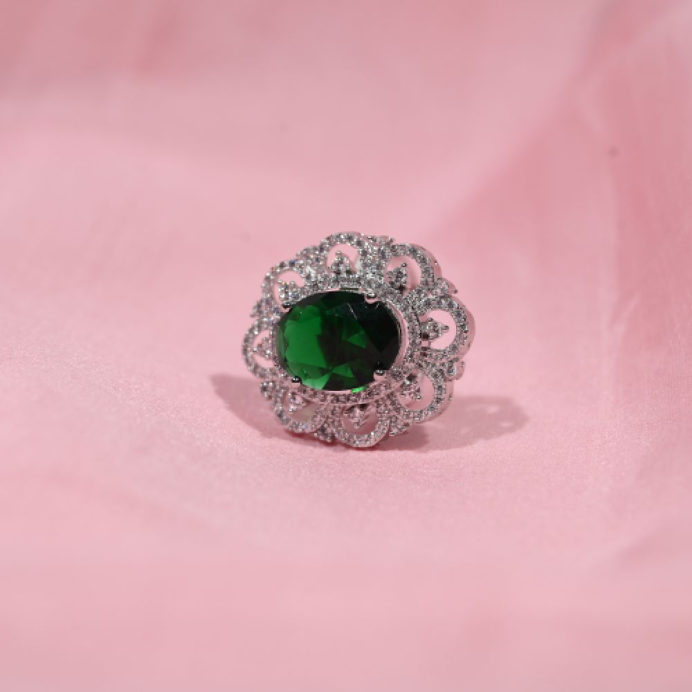 GemGlow Green Emerald CZ designer Ring