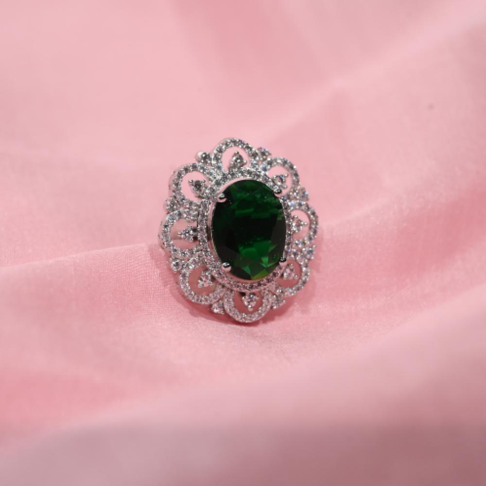 GemGlow Green Emerald CZ designer Ring