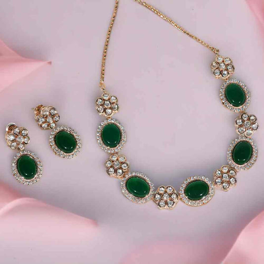 Shanaya Emerald Green Polki Designer Set